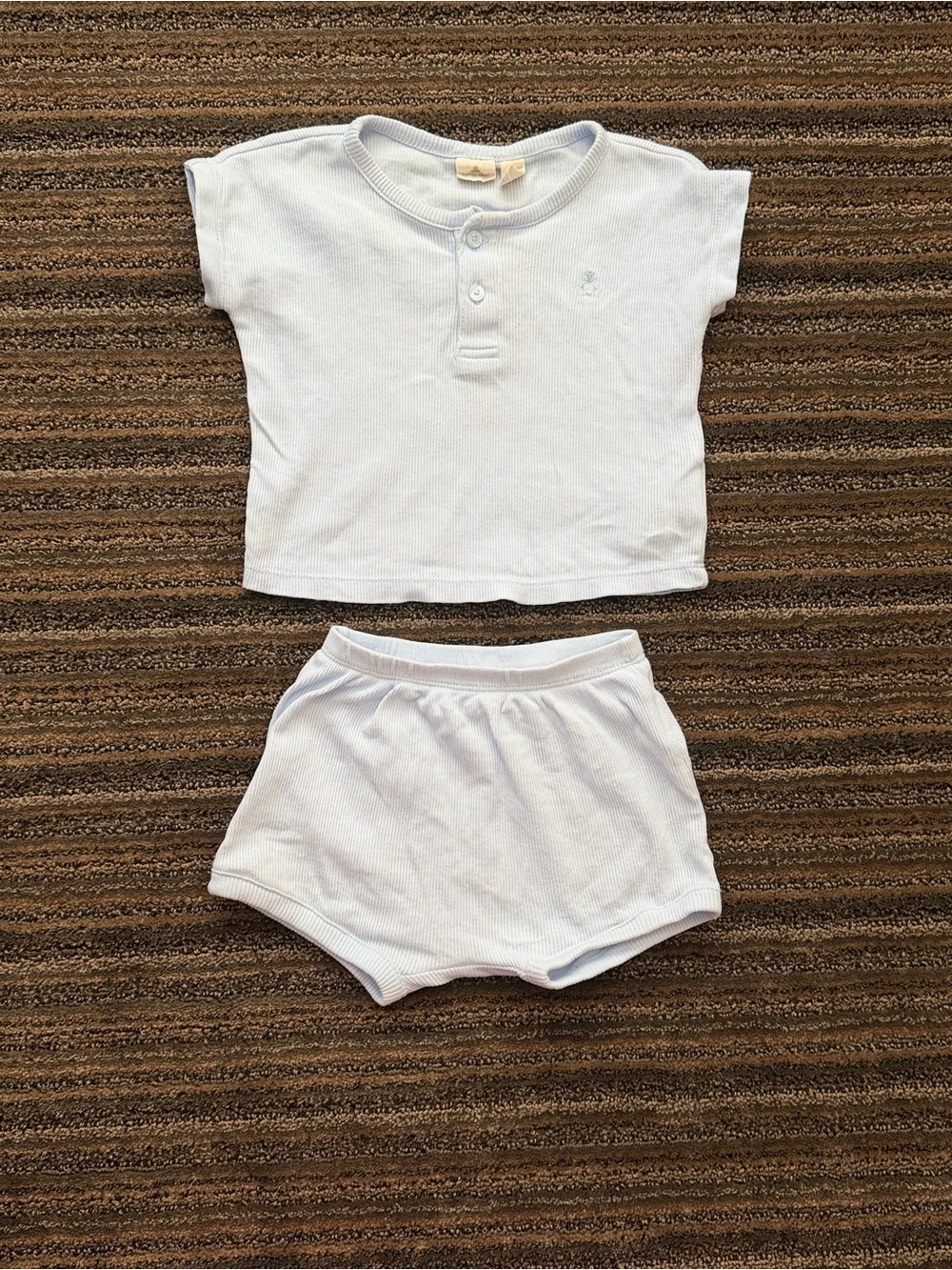 GAP Toddler Light Blue Ribbed Baby Top and Bloomers Set